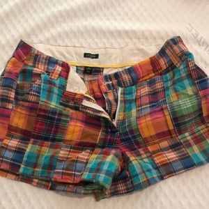 J Crew Madras Print Shorts